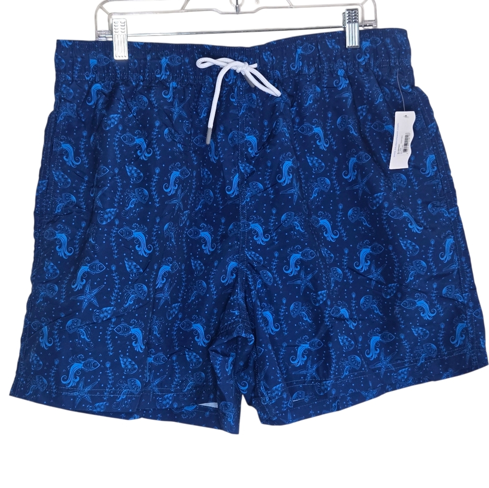 BLUEPORT BY LE CLUB Men's XXL Jellyfish, Starfish, Shell Print Swim Shorts